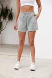 Plain Rolled Hem Elastic Waist Shorts