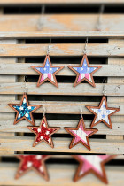 USA Flag Print Wooden Star Earrings MOQ 5pcs