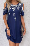Cold Shoulder Printed Mini Dress 
