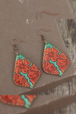 Red Floral Water Drop PU Earrings MOQ 5pcs