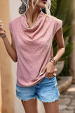 Pink Funnel Neck Swiss Dot Top 