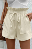 Beige High Waist Pockets Shorts 