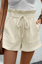 Beige High Waist Pockets Shorts 