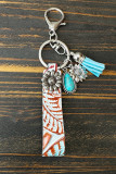 Western Turquoise Leather Keychain 