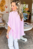 Pink Stripe Dolman Sleeve Oversize Shirt