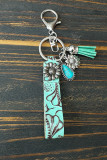 Western Turquoise Leather Keychain 