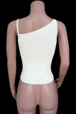 Plain Irregular Neckline Rib Tank Top