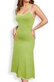 Green Spaghetti Backless Dress 