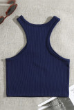 Ribbed Knitting Sleeveless Sports Crop Top 