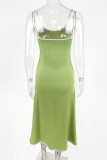 Green Spaghetti Backless Dress 