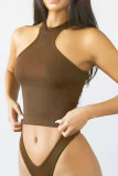 Ribbed Knitting Sleeveless Sports Crop Top 