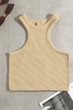 Ribbed Knitting Sleeveless Sports Crop Top 