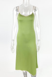 Green Spaghetti Backless Dress 