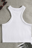 Ribbed Knitting Sleeveless Sports Crop Top 