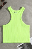 Ribbed Knitting Sleeveless Sports Crop Top 