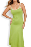 Green Spaghetti Backless Dress 