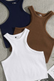 Ribbed Knitting Sleeveless Sports Crop Top 