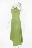 Green Spaghetti Backless Dress 