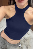 Ribbed Knitting Sleeveless Sports Crop Top 