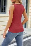 Plain Side Ruched Buttoned Rib Tank Top