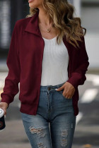 Plain Open Zipper Rib Jacket