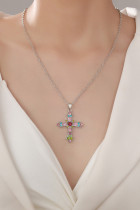 Crystal Cross Necklace And Earrings MOQ 5pcs