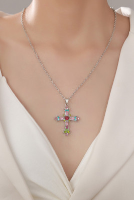 Crystal Cross Necklace And Earrings MOQ 5pcs