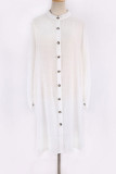 White Linen Open Buttoned Kimono