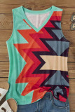 Aztec Print V Neck Sleeveless Tank Top 