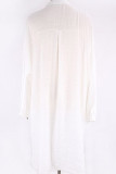 White Linen Open Buttoned Kimono