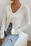 White Front Open Knitting Top