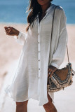 White Linen Open Buttoned Kimono