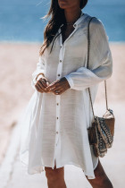 White Linen Open Buttoned Kimono