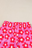 Flower Print Short Sleeve Shirt Pajamas Set