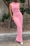 Plain Twisted Bust Knit Maxi Dress