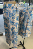 Printed Top and Wide Leg Pants Set 