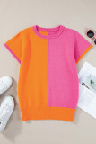 Flamingo 2-tone Color Block Knit Cap Sleeve Sweater Top