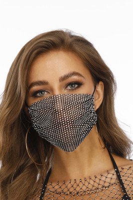 Rhinestone Mesh Face Mask 