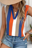 Multicolor Striped Print V Neck Tank Top