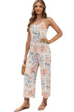 Multicolor Plus Size Floral Spaghetti Straps Wide Leg Jumpsuit