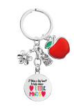 Teacher Owl Apple Pendant Keychain MOQ 5pcs