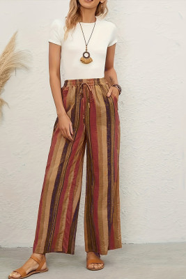 Colorblock High Waist Straight Pants 