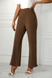 Plain High Waist Straight Pants 