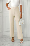 Plain High Waist Straight Pants 