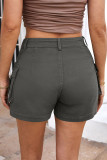 Plain High Waist Pockets Cargo Shorts 