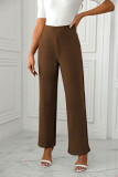 Plain High Waist Straight Pants 