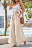 High Waist Plain Wide Leg Pants 