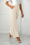 Plain High Waist Straight Pants 