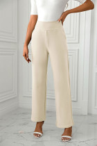 Plain High Waist Straight Pants 