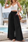 High Waist Plain Wide Leg Pants 